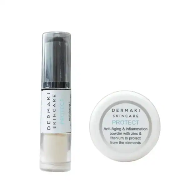Dermaki Protect Powder-Anti-Aging/SPF1 oz with brush dispenser or 2 oz jar